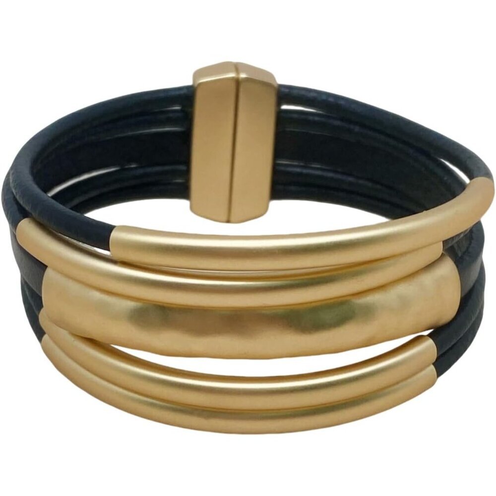 Leather Multi-Layer Wrap Bracelet Boho Cuff Women Gift Jewelry